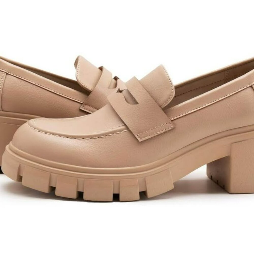 Athlefit Women’s Platform Chunky Loafers | Comfortable Slip‑On Lug Sole Business